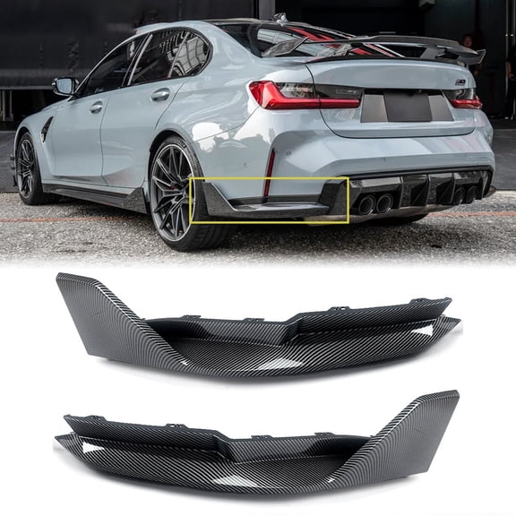 Carbon Fiber Look Rear Bumper Corner Splitter Extension Spat For BMW G80 M3 2021-2026