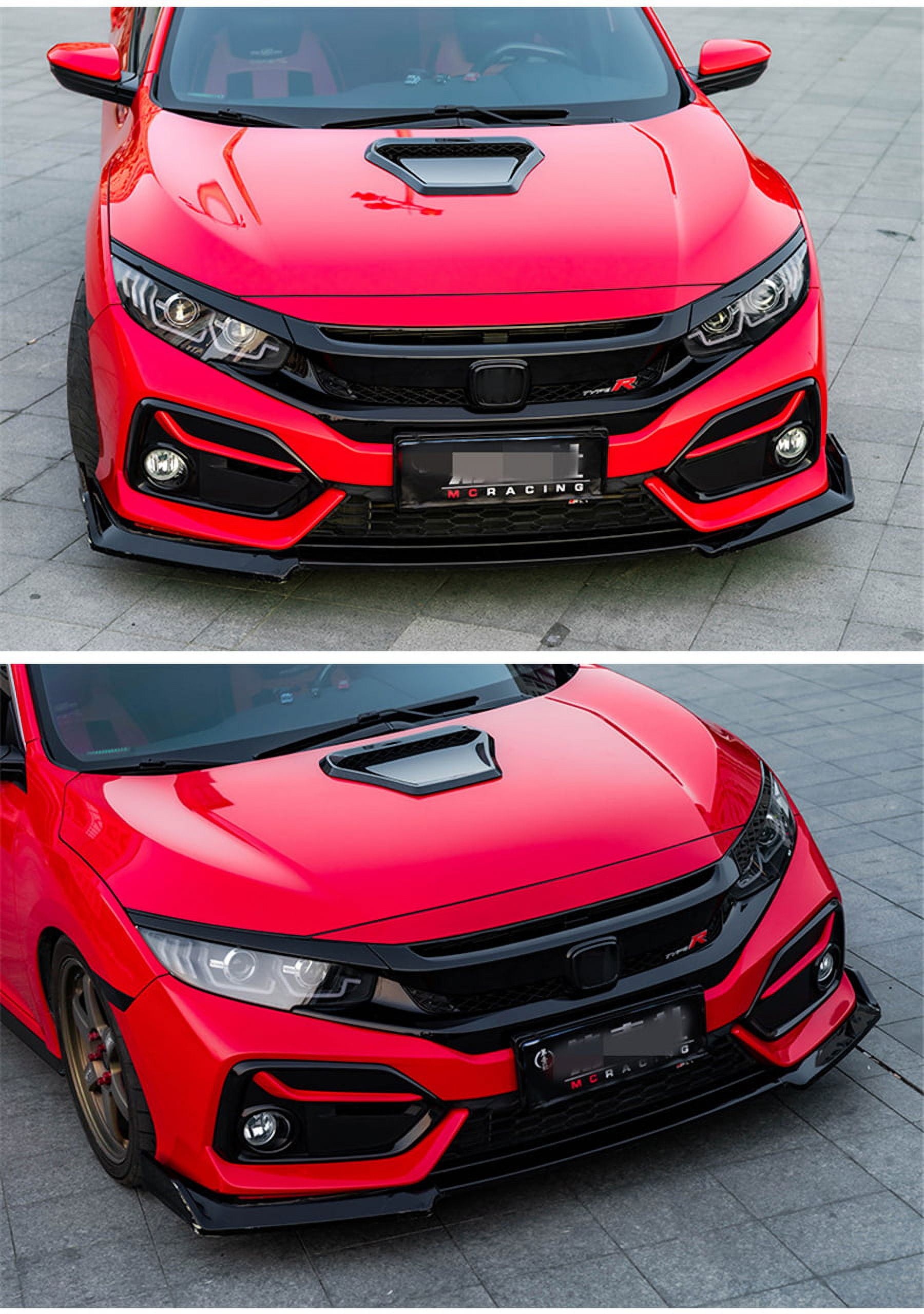 Carbon Fiber Look TR Style Car Front Hood Vent Air Outlet Cover Trim Universal