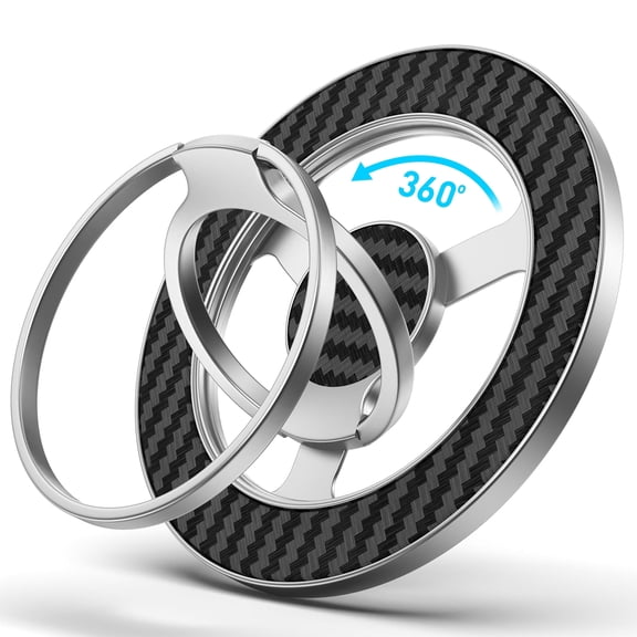 Carbon Fiber Magnetic Phone Ring Holder for MagSafe - Magnet Phone Grip Stand with 360° Rotation & Reinforced Hinge Compatible with iPhone 16 15 14 13 Pro Max Plus MagSafe Accessories
