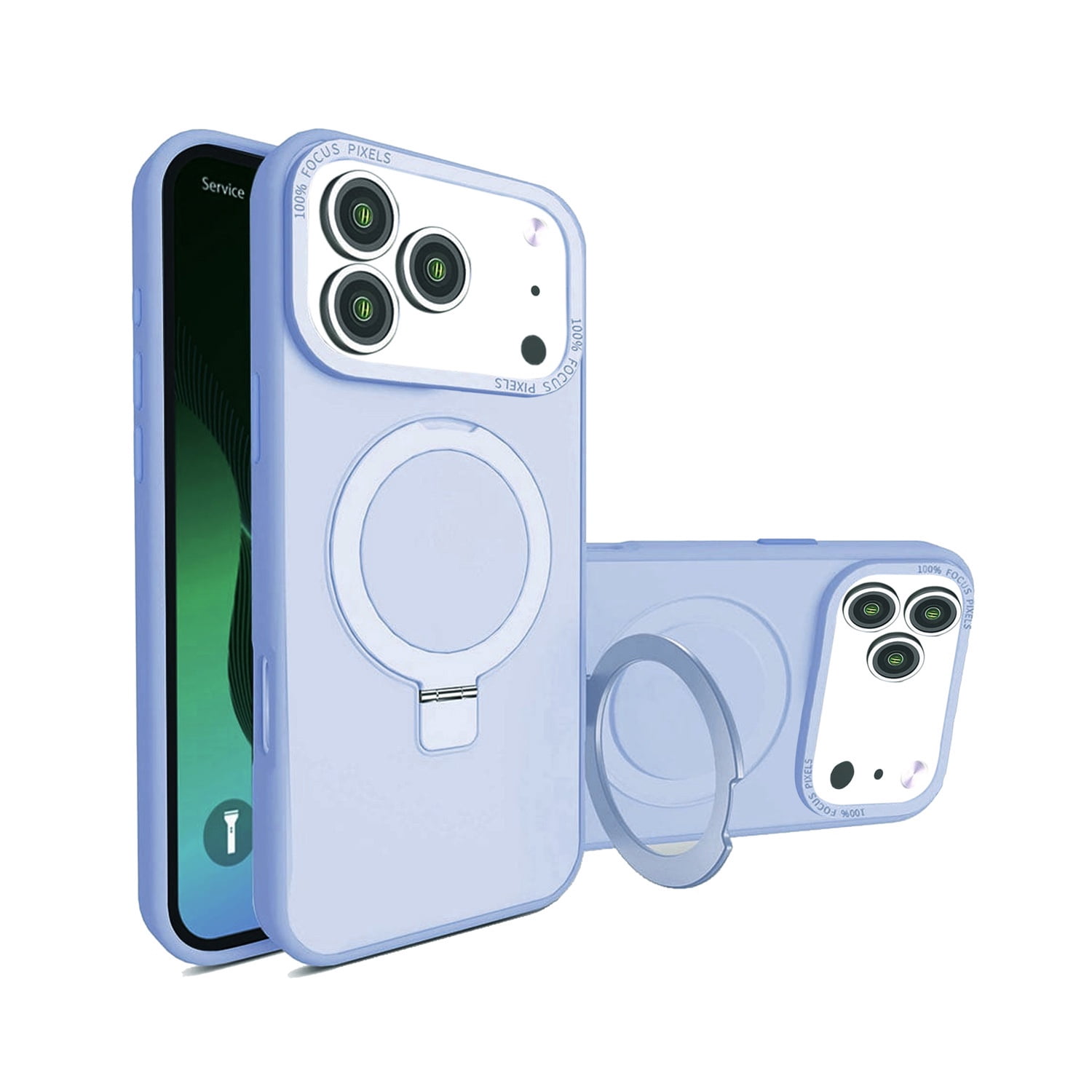 Carbon Fiber Magnetic Ring Kickstand Case for iPhone 17 Pro Max - Blue