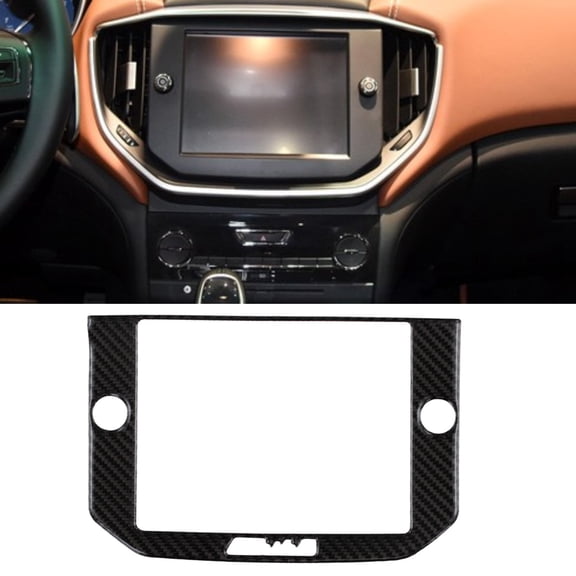 Carbon Fiber Navigation Panel Cover Trim For Maserati For GHIBLI 2014-2015 Black Dashboard Screen Frame Sticker Epoxy Coating Scratch Resistant Interior Protector Easy Installation