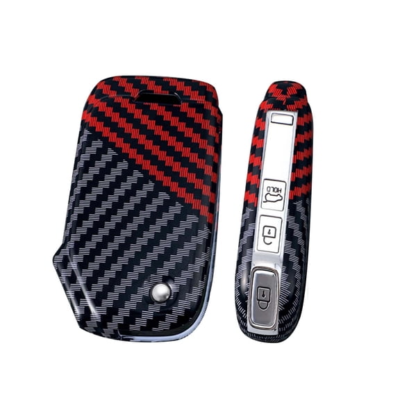 Carbon Fiber Pattern 3/4 Button Flip Key Fob Cover Compatible with Kia K5 2023 2024 Forte Seltos Soul Sportage Sorento Cerato Keyless Key Case