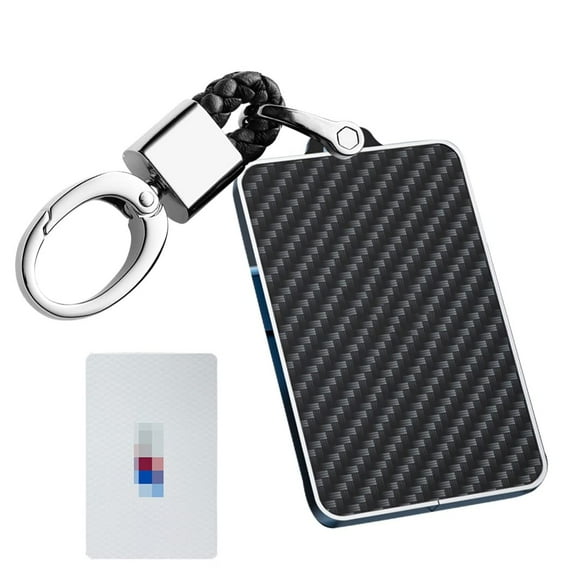 Carbon Fiber Pattern ABS+Zinc Alloy NFC Card Key Cover for BMW X4 2023 M3 M4 5 Series 535LE 530LI New 3 Series X7 IX3 8 Series X5 Digitial Key Keyless Key Holder with Keychain
