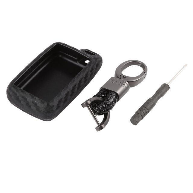 Carbon Fiber Metal Key Fob Chain Cover Case For Honda Accord Civic CRV - Black Zinc Alloy