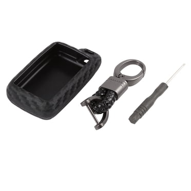 Carbon Fiber Metal Key Fob Chain Cover Case For Honda Accord Civic CRV - Black Zinc Alloy