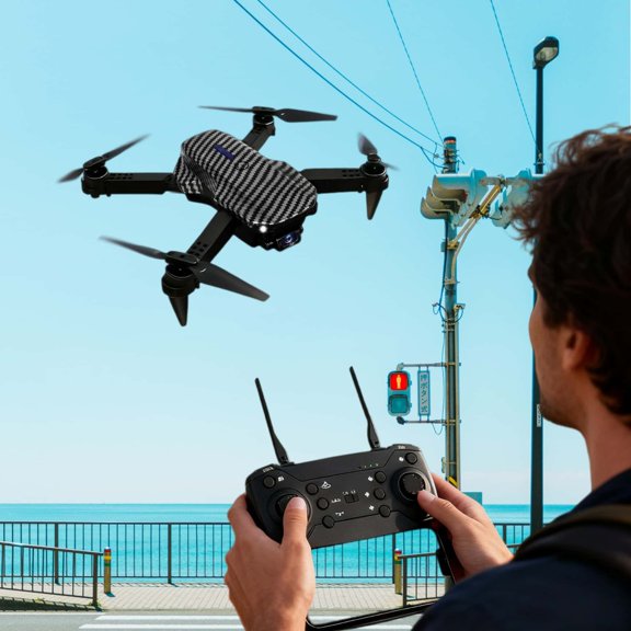 Carbon Fiber Pattern Drone, Dual-camera Foldable Ground Vehicle. Easy To Operate, Long Battery Life, and Easy To Store.