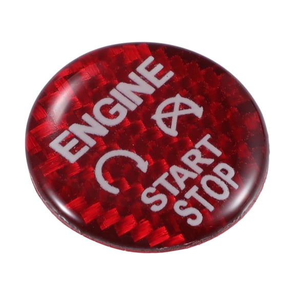 Unique Bargains Carbon Fiber Pattern Engine Start Button Cover Trim for Ford for Mustang / Inner Push Start Stop Button Sticker / Durable Polyurethane / 1 Pcs Red