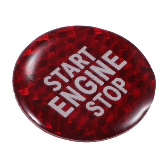 Carbon Fiber Pattern Engine Start Button Cover Trim for Volkswagen CC Push Start Stop Button Sticker Red