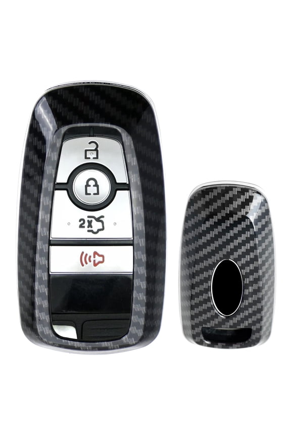 Carbon Fiber Pattern Key Fob Shell w/Keychain Compatible with Ford or Lincoln 4/5-Button Intelligent Access Key