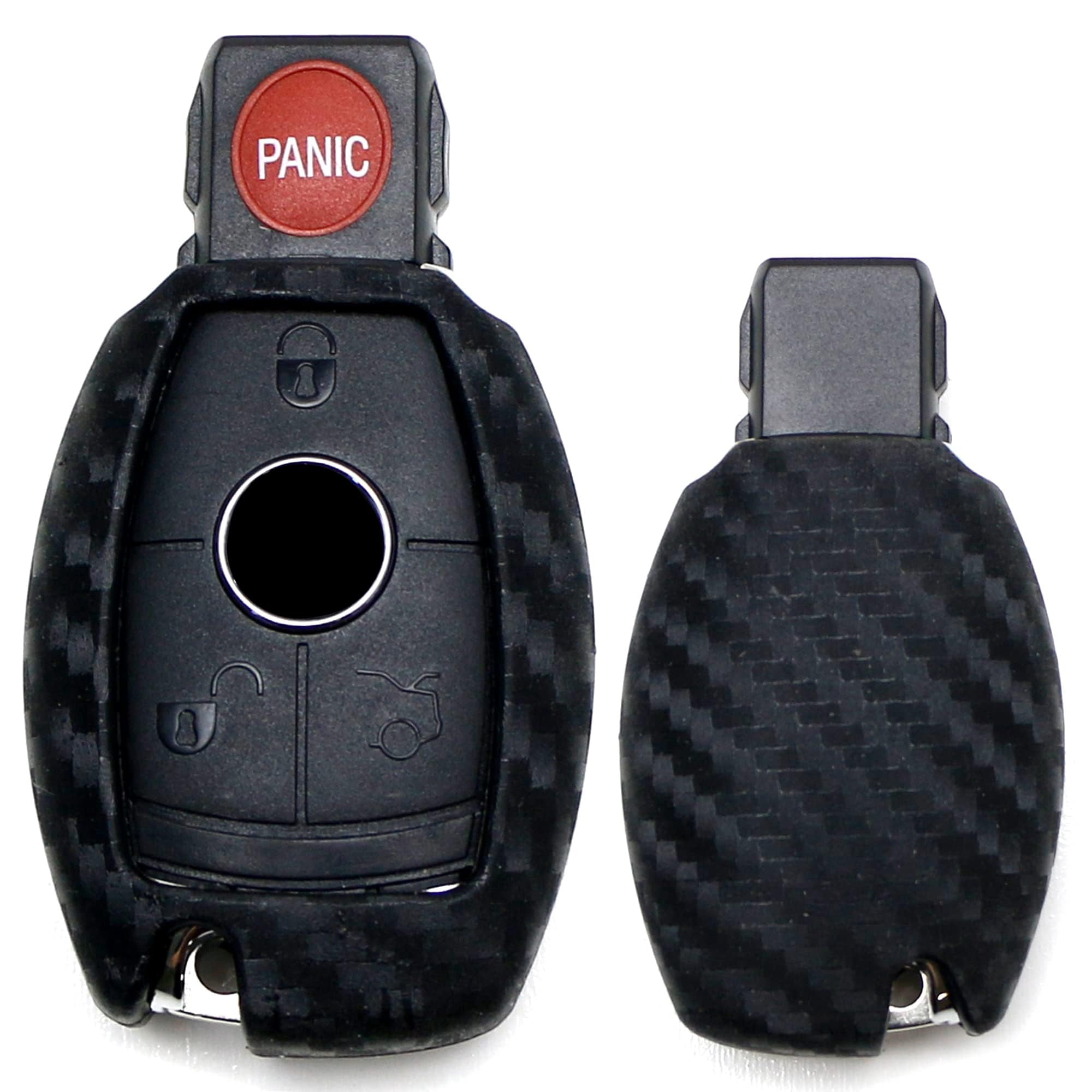 Carbon Fiber Pattern Soft Silicone Key Fob Cover Case For Mercedes C E ...