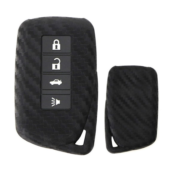 Carbon Fiber Pattern Soft Silicone Key Fob Cover For Lexus is ES GS RC NX RX LX 200 250 350 2nd Gen 4-Button Smart Key (Black Twill Weave)