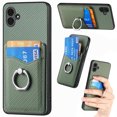 thumbnail image 1 of Carbon Fiber Patterned Case Compatible with Samsung A04E, Wallet Case with Card Holder, 360°Rotation Ring Holder Stand, PU Leather Card Slots Protective Cover for Samsung Galaxy A04E, Green, 1 of 8