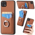thumbnail image 1 of Carbon Fiber Patterned Case for Samsung A22 5G, Wallet case with [360°Rotation Ring Kickstand] Credit Card Holder,PU Leather Shockproof Cover Women Men for Samsung Galaxy A22 5G, Brown, 1 of 8