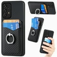 thumbnail image 1 of Carbon Fiber Patterned Case for Samsung A23 5G, Wallet case with [360°Rotation Ring Kickstand] Credit Card Holder,PU Leather Shockproof Cover Women Men for Samsung Galaxy A23 5G, Black, 1 of 8