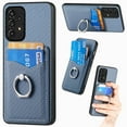 thumbnail image 1 of Carbon Fiber Patterned Case for Samsung A52 5G, Wallet case with [360°Rotation Ring Kickstand] Credit Card Holder,PU Leather Shockproof Cover Women Men for Samsung Galaxy A52 5G, Blue, 1 of 8