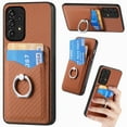 thumbnail image 1 of Carbon Fiber Patterned Case for Samsung A52 5G, Wallet case with [360°Rotation Ring Kickstand] Credit Card Holder,PU Leather Shockproof Cover Women Men for Samsung Galaxy A52 5G, Brown, 1 of 8