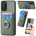 thumbnail image 1 of Carbon Fiber Patterned Case for Samsung Galaxy Note 20 Ultra, Wallet case with [360°Rotation Ring Kickstand] Credit Card Holder,PU Leather Shockproof Cover Women Men, Green, 1 of 8