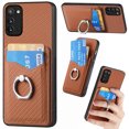 thumbnail image 1 of Carbon Fiber Patterned Case for Samsung Note 20, Wallet case with [360°Rotation Ring Kickstand] Credit Card Holder,PU Leather Shockproof Cover Women Men for Samsung Galaxy Note 20, Brown, 1 of 8