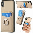 thumbnail image 1 of Carbon Fiber Patterned Case for iPhone XS Max, Wallet case with [360°Rotation Ring Kickstand] Credit Card Holder,PU Leather Shockproof Cover Women Men for iPhone XS Max, Khaki, 1 of 8