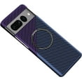 thumbnail image 1 of Carbon Fiber Phone Case for Google Pixel 7 [Magnetic Charging] Thin Slim Fit Minimal Lightweight Aramid Fiber Soft Touch Cover, Blue&Purple, 1 of 8