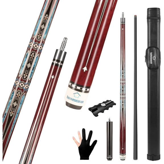Carbon Fiber Pool Cue 58" with Leather Bag Extender Extension Rod Professional Pool Stick 20oz 12.5mm 4-Layer Tip Low Deflection Cue Stick, 3*3/8 Joint Pin, Ultra-Smooth, Billiard Cue Sticks