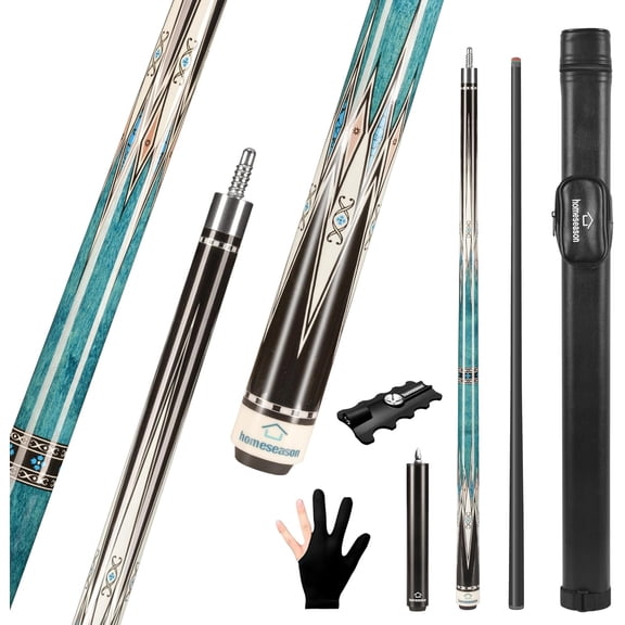 Carbon Fiber Pool Cue 58" with Leather Bag Extender Extension Rod Professional Pool Stick 21oz 12.5mm 4-Layer Tip Low Deflection Cue Stick, 3*3/8Joint Pin, Ultra-Smooth, Billiard Cue Sticks