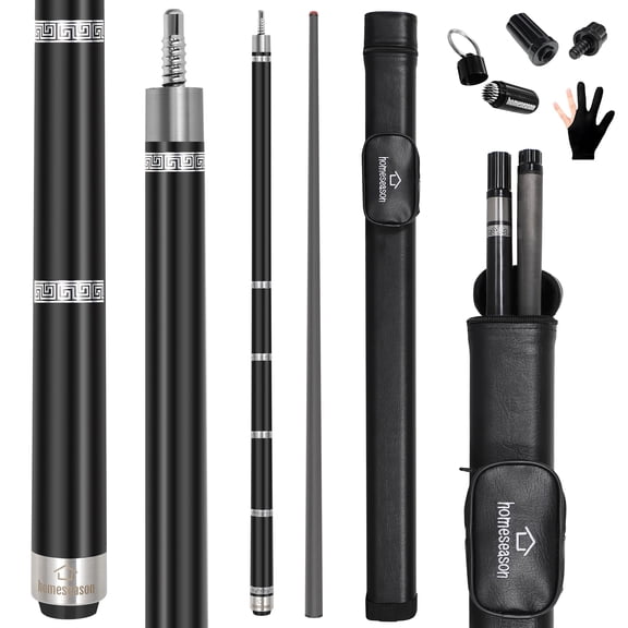 Carbon Fiber Pool Cue Stick 58" Billiard Cue Sticks 20oz Professional Competition Low Deflection Pool Sticks with Leather Bag 3/8 * 8 Pin Joint 13mm Leather Tip