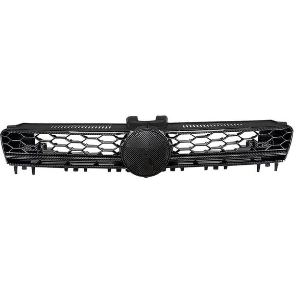 Carbon Fiber Print Front Bumper Upper Grille For Volkswagen 2017 2018 2019 VW Golf MK7 7.5 GTI Style, Mesh Honeycomb Front Grill Cover Assembly