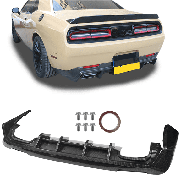 Carbon Fiber Print Rear Bumper Lip Diffuser Fits Dodge Challenger 2015-2023