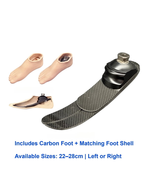 Carbon Fiber Prosthetic Foot with Foot Shell, 22–26 cm, Left or Right, for Users up to 70 kg
