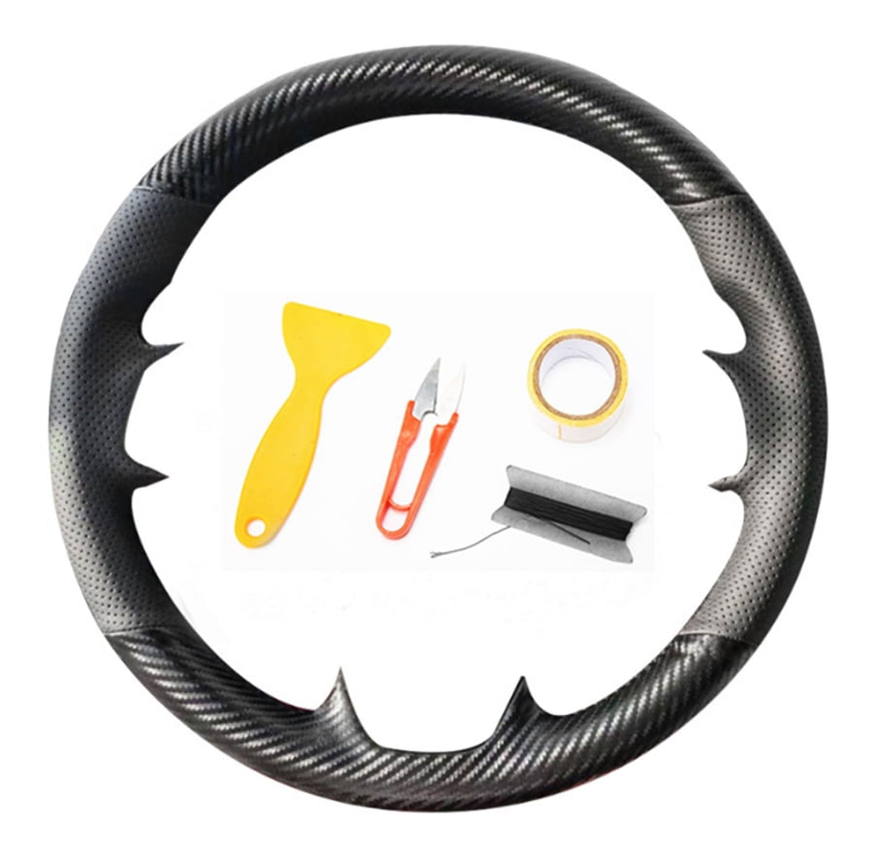 Carbon Fiber + Pu Leather DIY Hand Sewing Car Steering Wheel Cover for Toyota RAV4 Corolla 2013-2018