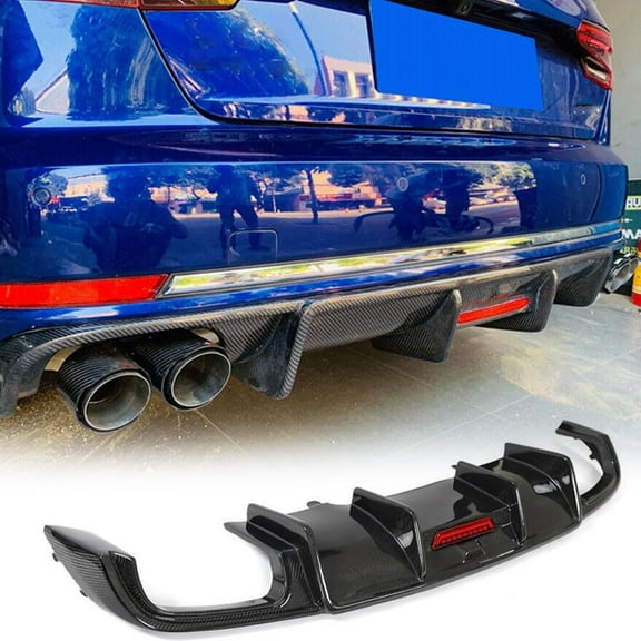 Carbon Fiber Rear Bumper Diffuser Fits for Audi A4 B9 2017-2019 Base Sedan 4-Door