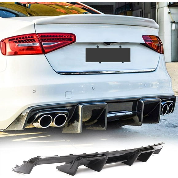 Carbon Fiber Rear Bumper Diffuser Fits for Audi S4 Sedan 2013 2014 2015 CF Lower Bumper Lip Spoiler Body Kit