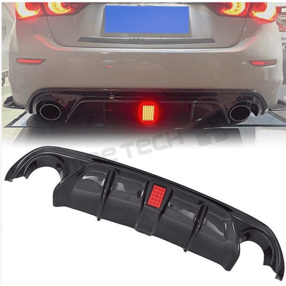 Carbon Fiber Rear Bumper Diffuser with LED Lights for 2018-2024 Infiniti Q50