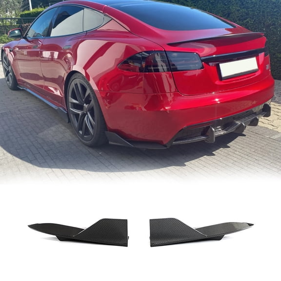 Carbon Fiber Rear Bumper Splitters For Tesla Model S 2021 2022 2023 2024 Canards Fin Rear Diffuser Lower Lip Spoiler Valance Protector