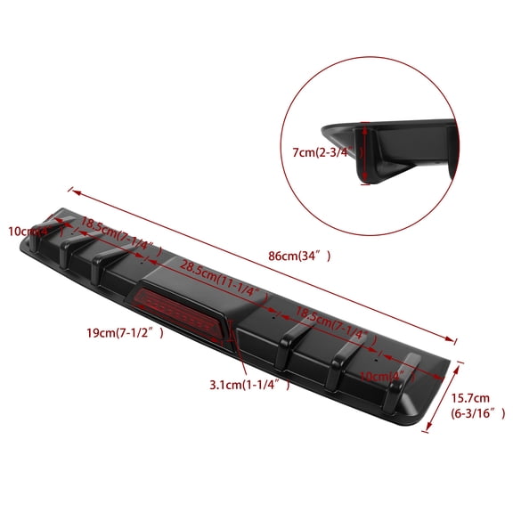 Carbon Fiber Rear Diffuser Bumper Spoiler Lip w/LED Light For Mitsubishi Eclipse