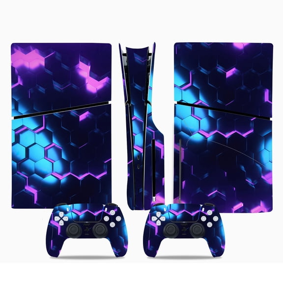 Carbon Fiber Skin Cover Sticker for PS5 Slim Console Disk Edition, Host Center Decals Gaming Accessories, Scratch & Dust Protection, Peel-and-Stick Removable Wrap
