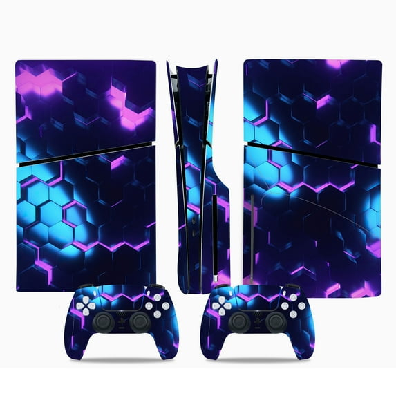 Carbon Fiber Skin Cover Sticker for PS5 Slim Console Disk Edition, Host Center Decals Gaming Accessories, Scratch & Dust Protection, Peel-and-Stick Removable Wrap