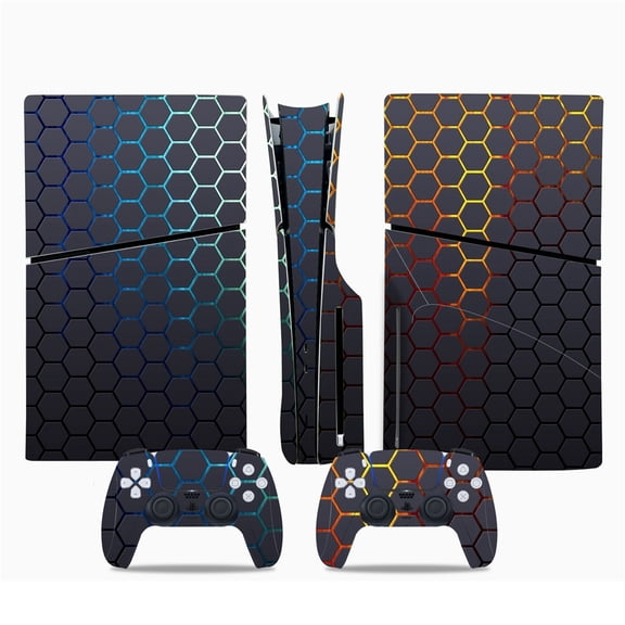 Carbon Fiber Skin Cover Sticker for PS5 Slim Console Disk Edition, Host Center Decals Gaming Accessories, Scratch & Dust Protection, Peel-and-Stick Removable Wrap