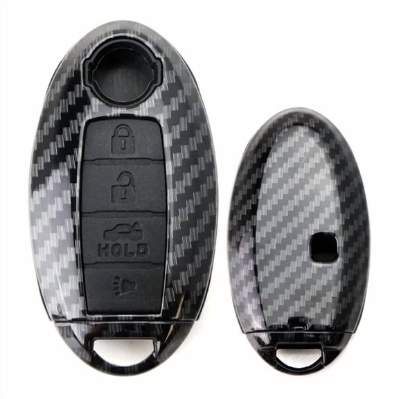 Carbon Fiber Smart Key Fob Shell W/ Button Skin For Nissan Armada Rogue Leaf Etc