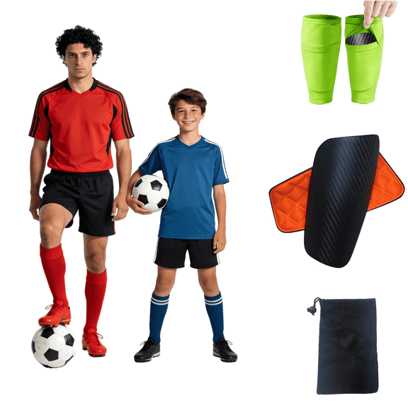 Carbon Fiber Soccer Shin Guards with Sleeves and Portable Carrying Bag,Super Strong, Ultra Light, Shock Resistance, Air Permeability, Suitable for Adult, Youth, Kid, Effective Protection(Solid,M)