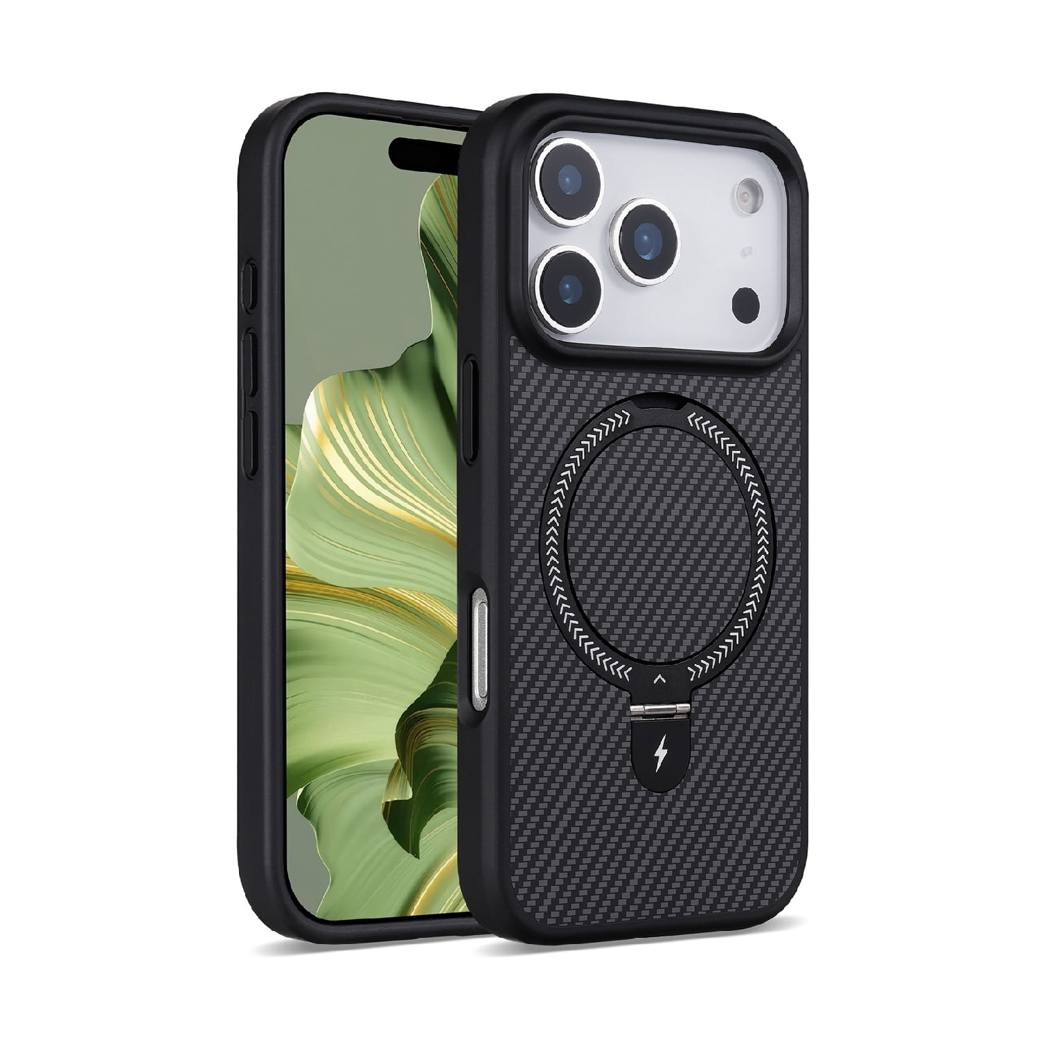 Carbon Fiber Stand MagSafe Case for iPhone 17 Pro Max - Black