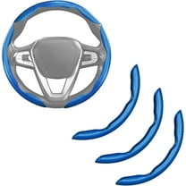Carbon Fiber Steering Wheel Cover, 3 Pieces Non-Slip Car Steering Wheel Accessories, Snap-On Grip, 15 Inch Universal, Matte Blue