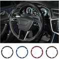 thumbnail image 1 of Carbon Fiber Steering Wheel Cover 3PCS Set – Anti-Slip, Scratch-Resistant, Universal Fit for 14–16 Inch Wheels – Interior Car Accessories for Cars, SUVs, Trucks (Black), 1 of 10