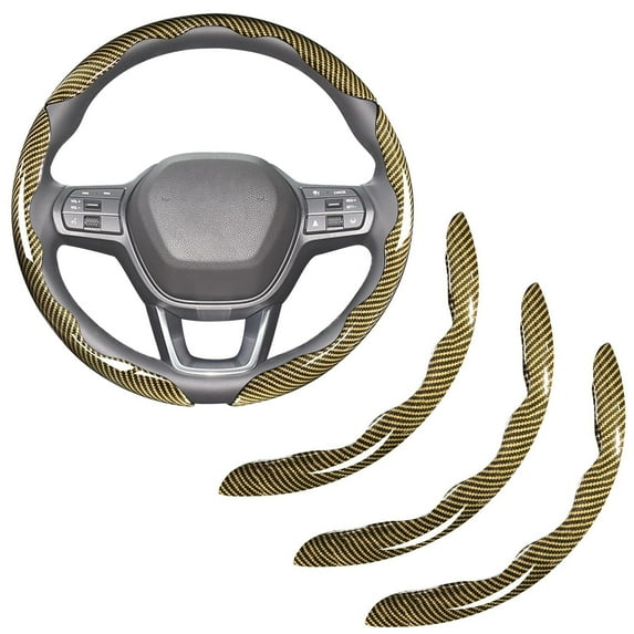 Carbon Fiber Steering Wheel Covers 3 Piece Clip on Steering Wheel Cover (Black) z