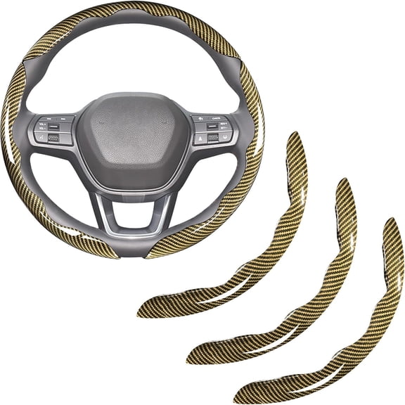 Carbon Fiber Steering Wheel Covers 3 Piece Clip on Steering Wheel Cover (White)