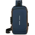 thumbnail image 1 of Carbon Fiber Streamline Anti-theft Sling Bag, USB Charging Sport Sling Anti Theft Shoulder Bag, Waterproof Shoulder Backpack (Dark blue), Medium, 1 of 7