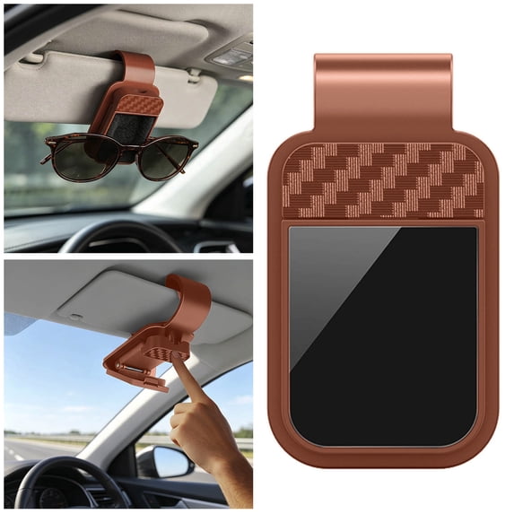 Carbon Fiber Style Car Sun Visor Glasses Clip, Universal Eyeglass Holder for Car Interior, Sturdy Sunglasses Mount with Secure Grip, Organizer for Eyewear, Cards & Accessories