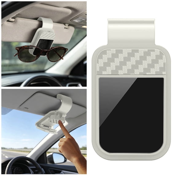 Carbon Fiber Style Car Sun Visor Glasses Clip, Universal Eyeglass Holder for Car Interior, Sturdy Sunglasses Mount with Secure Grip, Organizer for Eyewear, Cards & Accessories