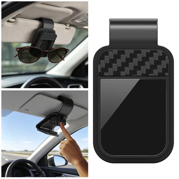 Carbon Fiber Style Car Sun Visor Glasses Clip, Universal Eyeglass Holder for Car Interior, Sturdy Sunglasses Mount with Secure Grip, Organizer for Eyewear, Cards & Accessories